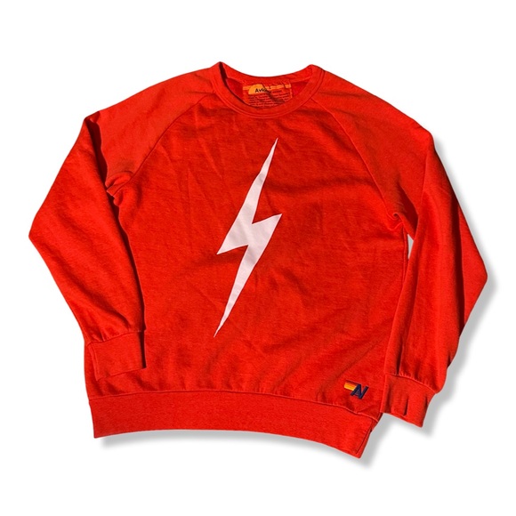 Aviator Nation Lightning Bolt Sweatshirt Womens Medium Red Pullover Ladies - Picture 1 of 5